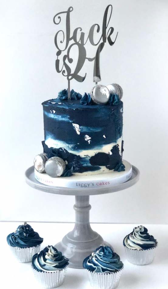 Navy and Silver Layer Cake Birthdays