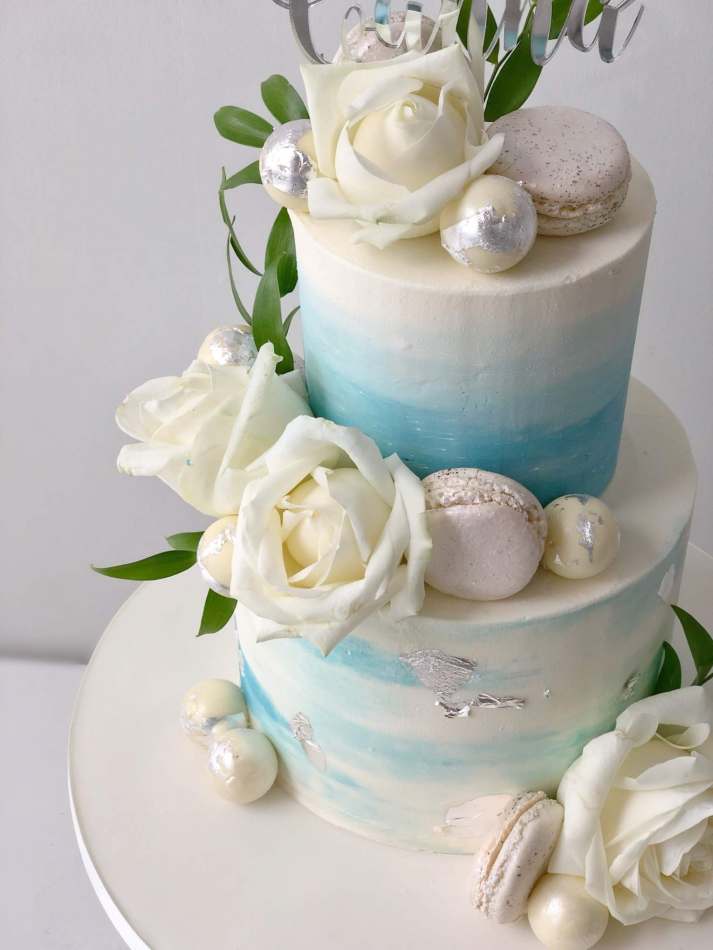 Sea Blue Marbled Buttercream Cake Birthdays