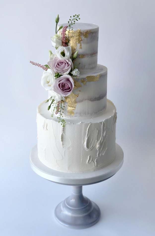 Gold Leaf Duchess Wedding Cake