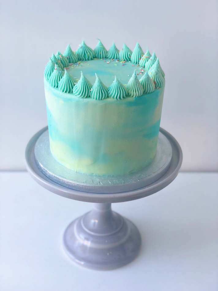 Blue Pastel Marbled Layer Cake | Celebration Cakes