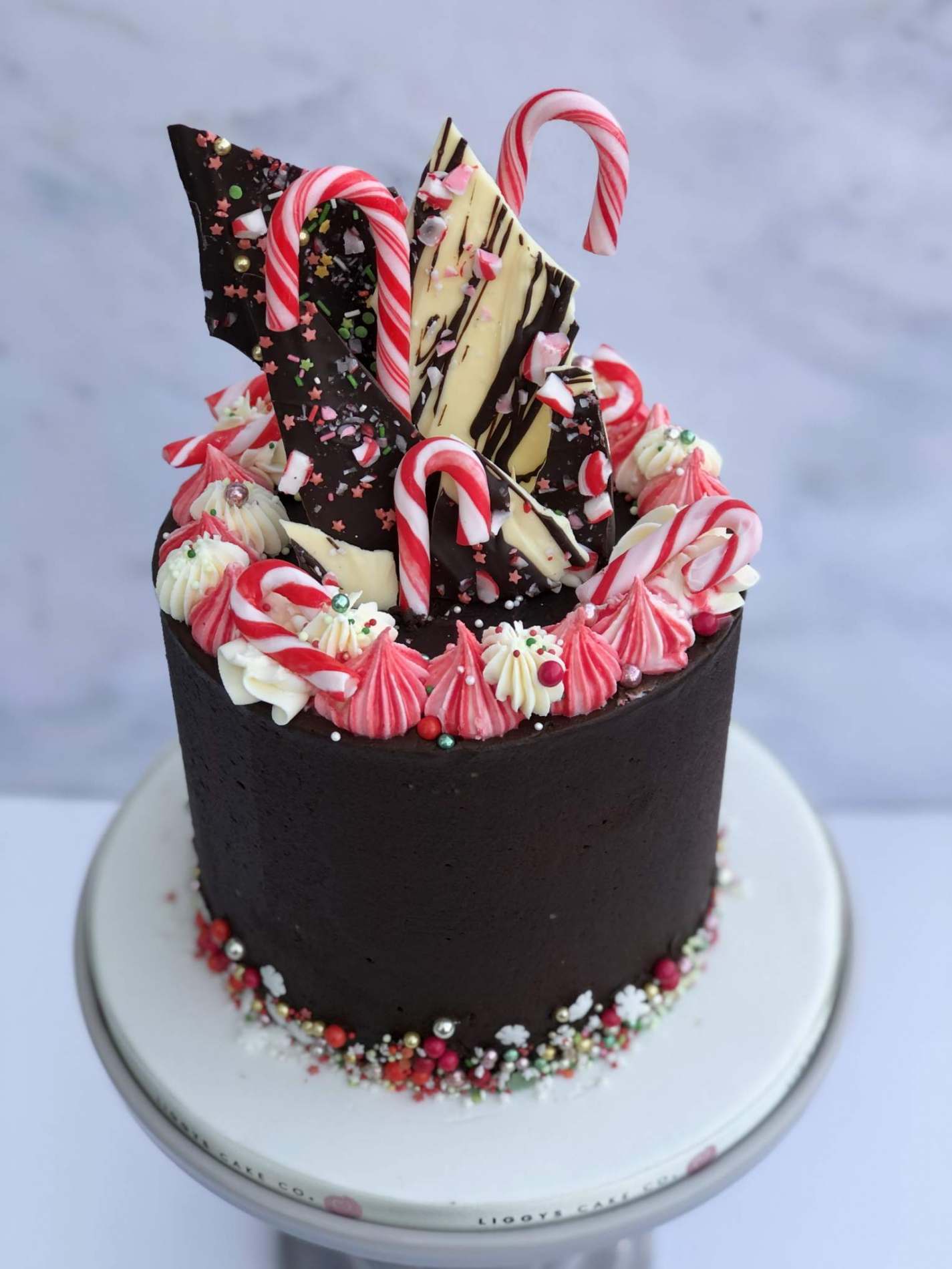 Chocolate CandyCane Explosion Cake Christmas