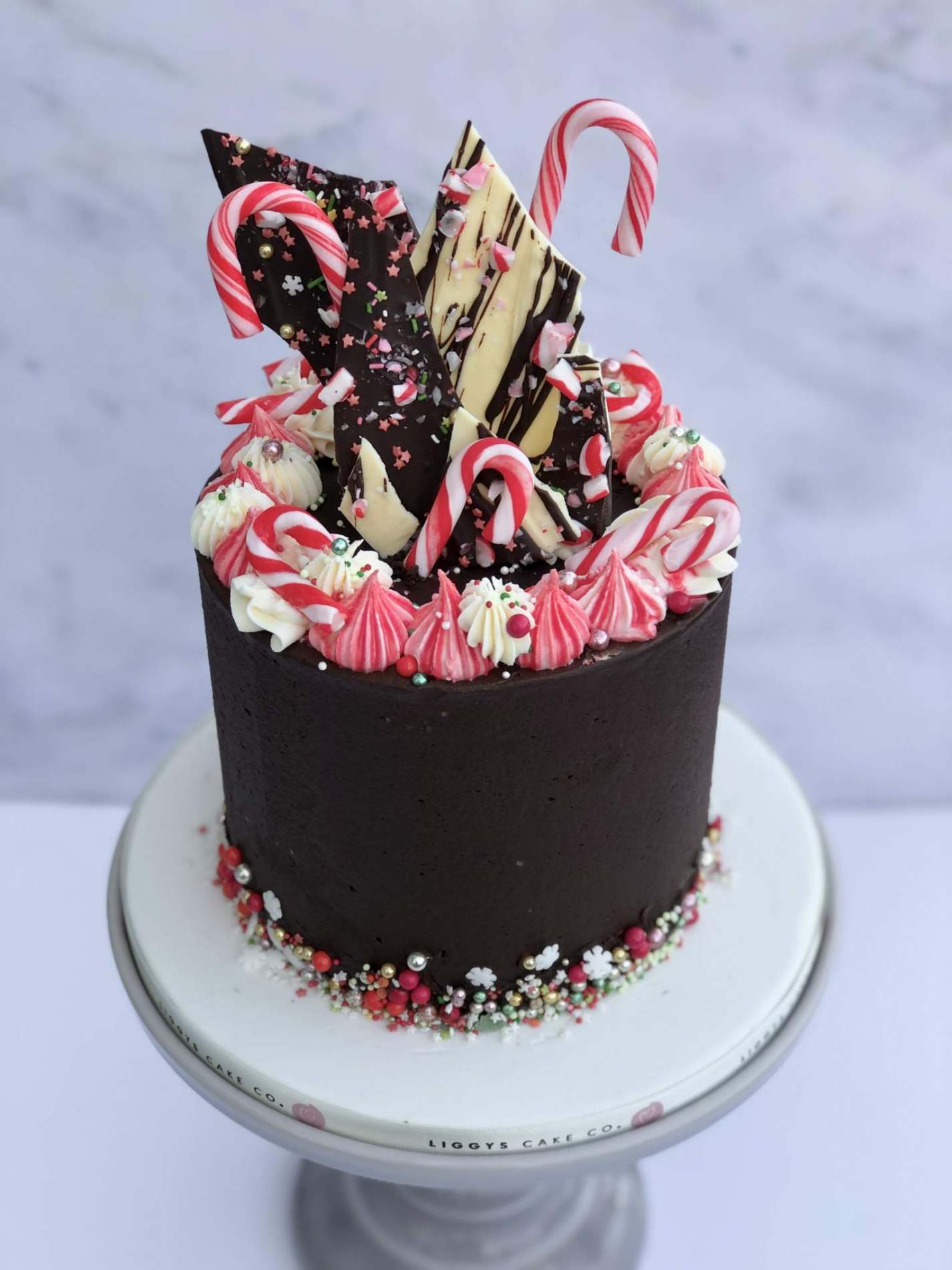 Chocolate CandyCane Explosion Cake Christmas