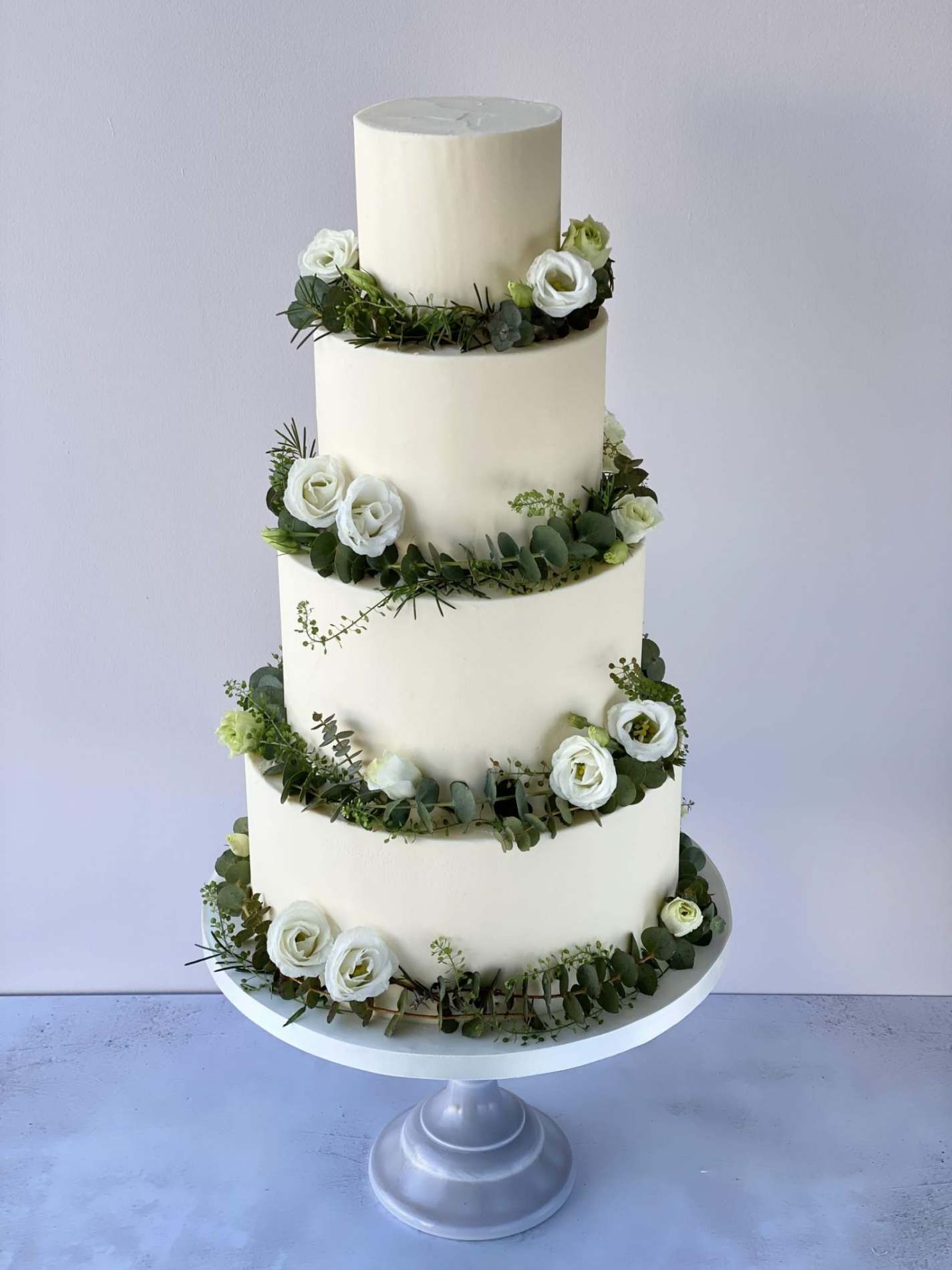 White Flower Garland Cake Wedding Cakes