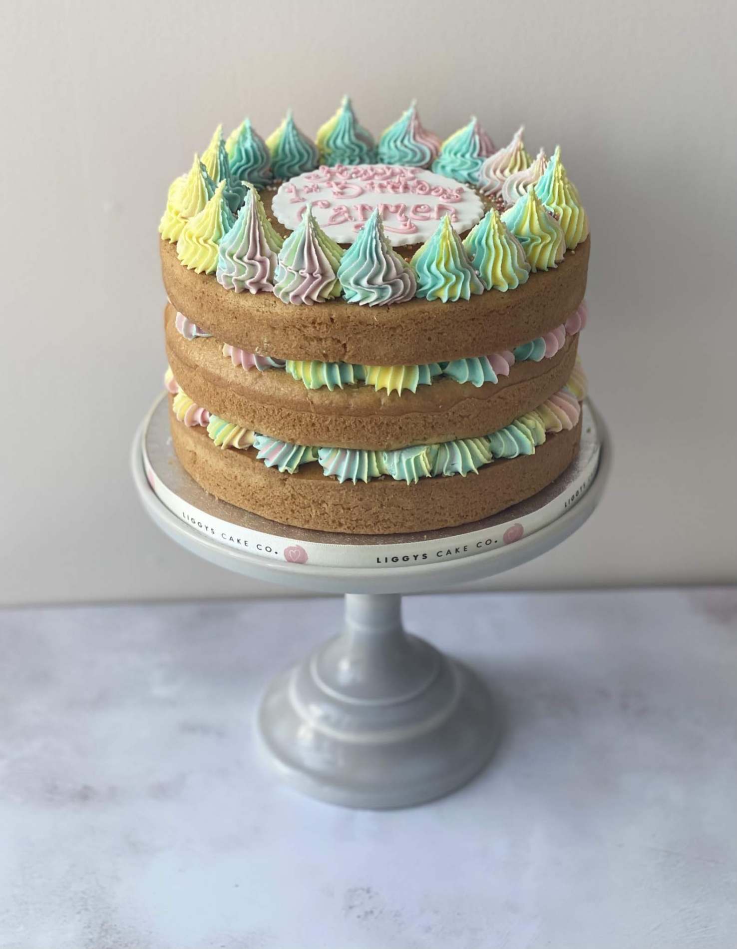 Vegan Pink Marbled Buttercream Layer Cake Vegan