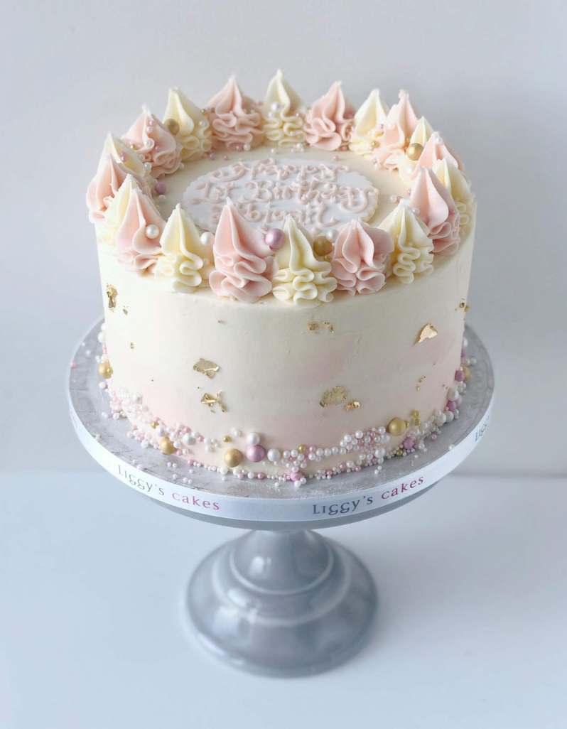 Blush and Gold Sprinkles Layer Cake | Birthdays