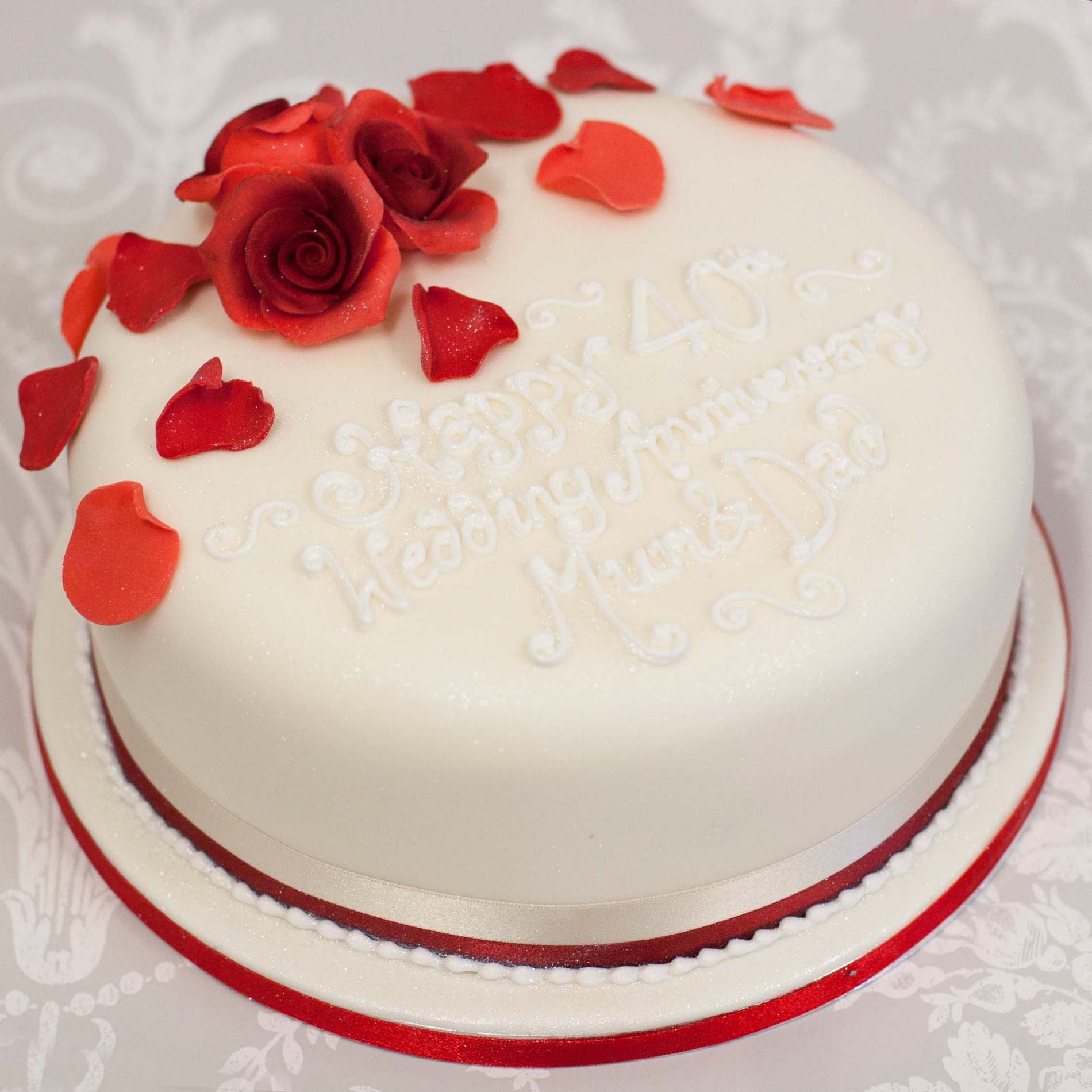 Ruby Wedding Anniversary Cake Red Rose Cake Edinburgh + Glasgow
