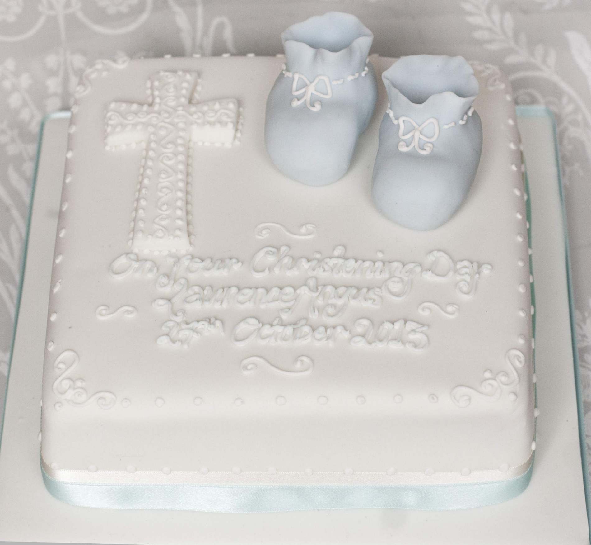 Blue Booties Christening Cake Christening Cake