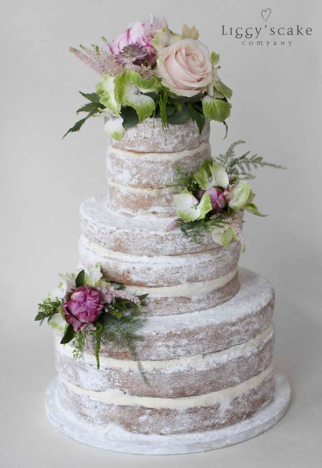 White Sugar Naked Cake Wedding Cake