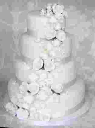 White cascade wedding cake